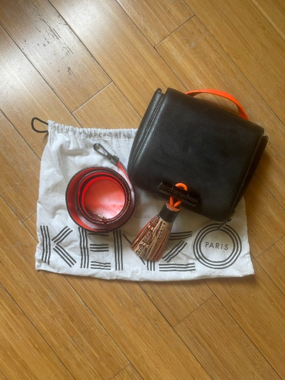 KENZO "SAILOR" MINI LEATHER CONVERTIBLE TASSEL BAG